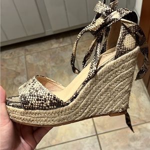 Snake lace up wedges. Size 7. Worn once.